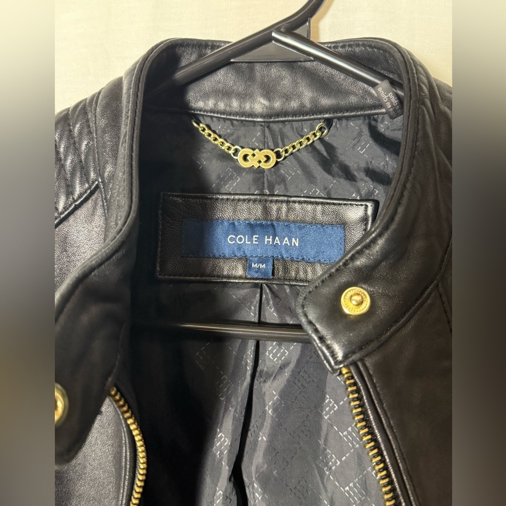 Women’s Cole Haans Lamb Skin Moto Leather Jacket | size medium - Picture 8 of 15